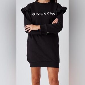 Givenchy Black Long Sleeve Dress with Ruffle Detail